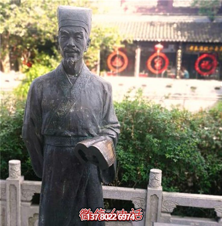 玻璃钢仿古铜雕塑，为校园景区增添古代人物风采