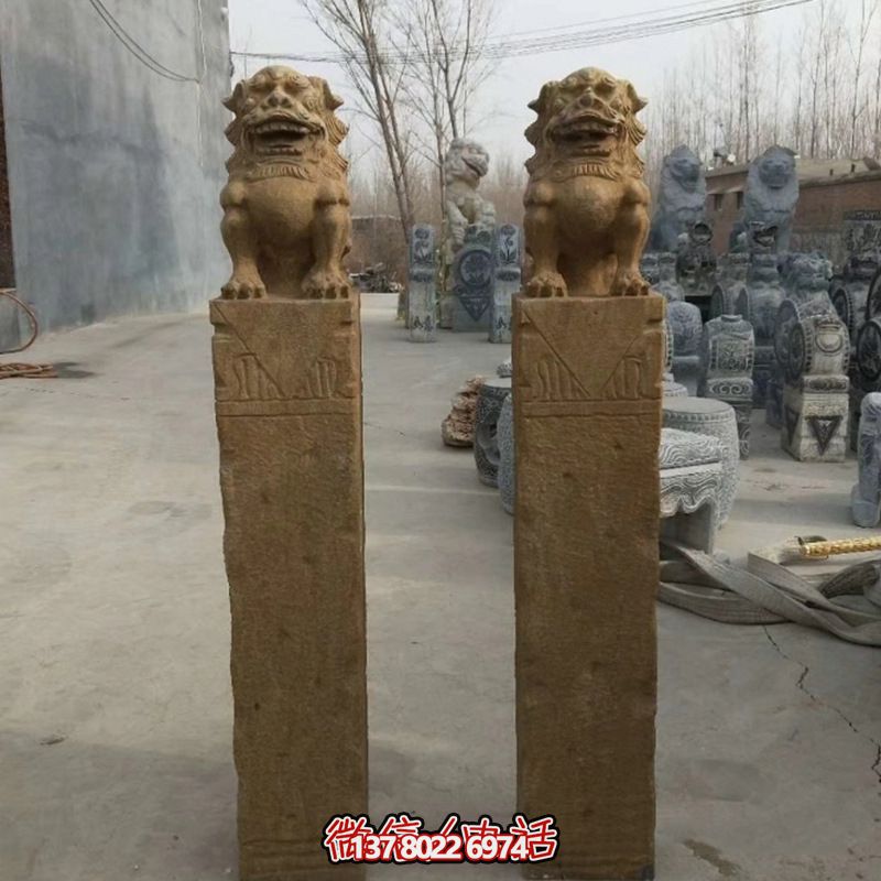 砂岩拴马柱摆件,为你的寺庙门口增添优雅气息 砂岩拴马柱摆件,为你的寺庙门口增添优雅气息