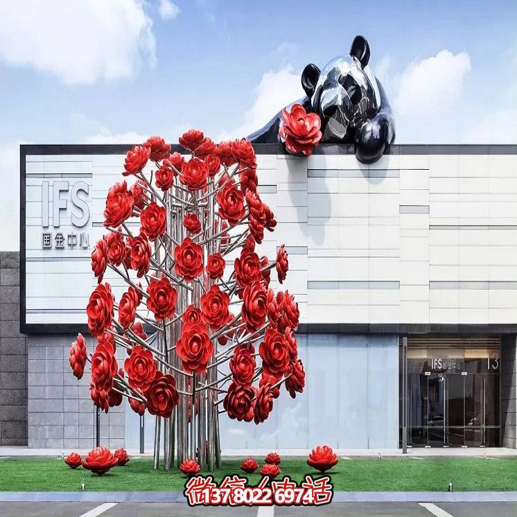 大型不锈钢雕塑景观花树