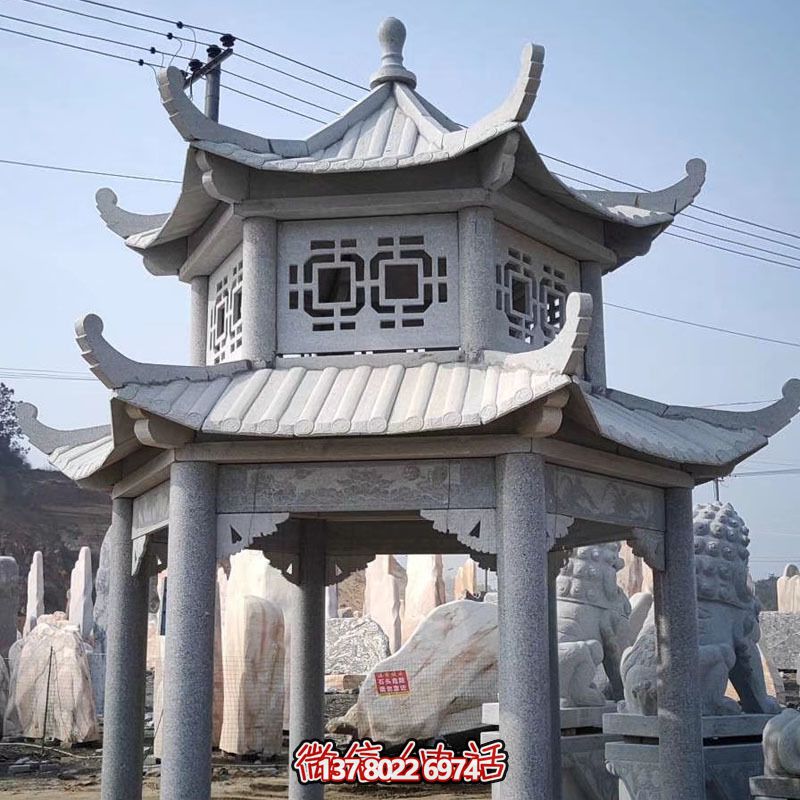 双层仿古建凉亭，装点花园、广场，增添雕塑艺术气息