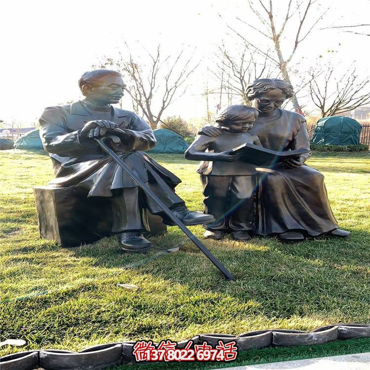 仿铜民俗人物雕塑，玻璃钢装饰公园户外