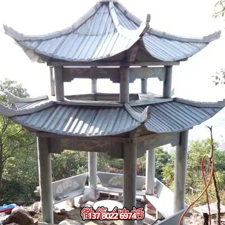 经典双层大理石雕塑凉亭，给你不一样的室外体验