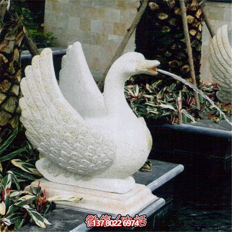 玻璃钢雕塑喷水器，点亮公园白色天鹅