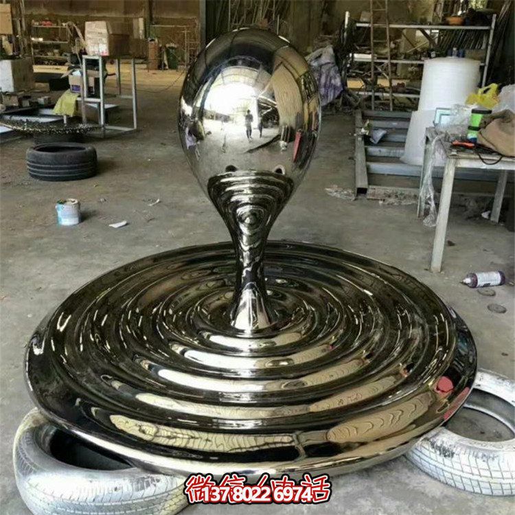 水景景观不锈钢摆件，精致创意镜面水滴摆放
