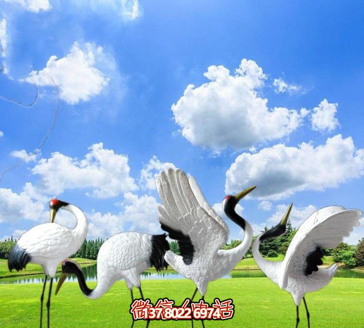 仙鹤彩绘玻璃雕塑，一次欣赏美丽风景