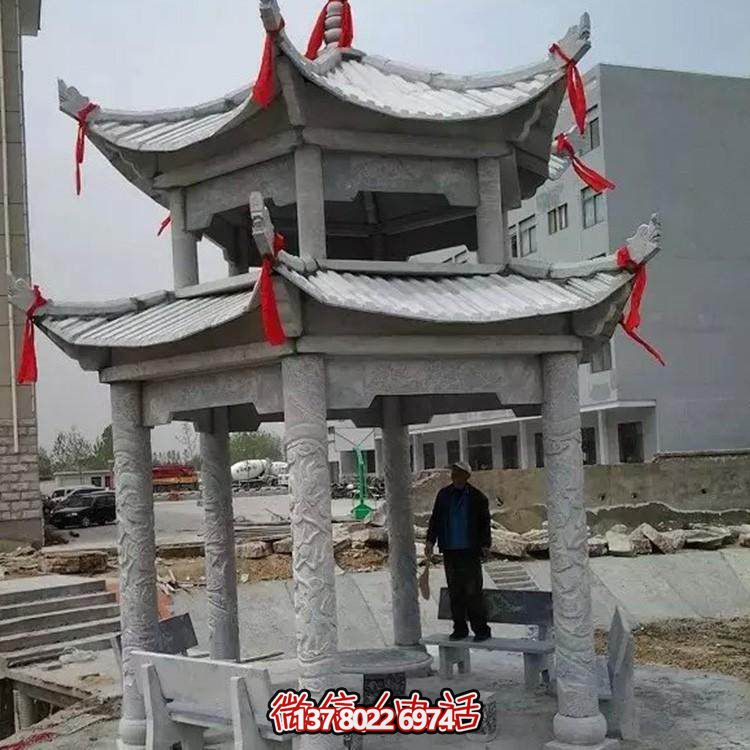中式古典仿古青石凉亭摆件——点缀园林景区的美丽风景