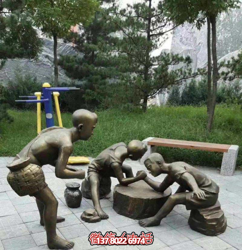 铜雕儿童雕塑，点亮公园景区