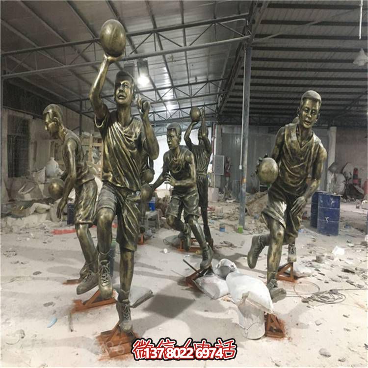 校园仿铜玻璃钢运动人物雕塑
