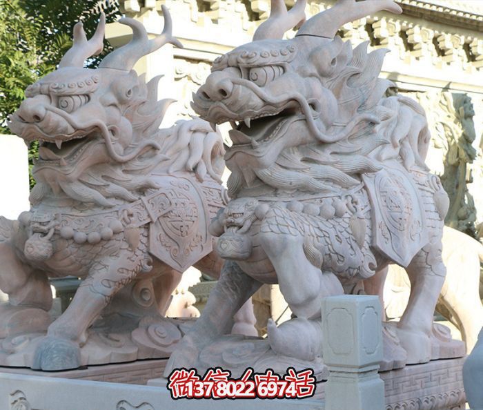 大型神麒麟大理石石雕户外景区雕塑