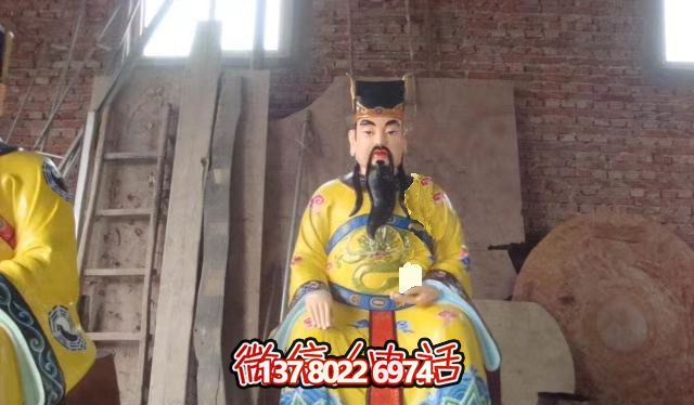雕塑艺术之美玻璃钢彩绘文财神寺庙神像
