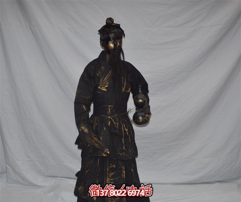 古代道士手持葫芦铜雕雕塑 古代道士手持葫芦铜雕雕塑