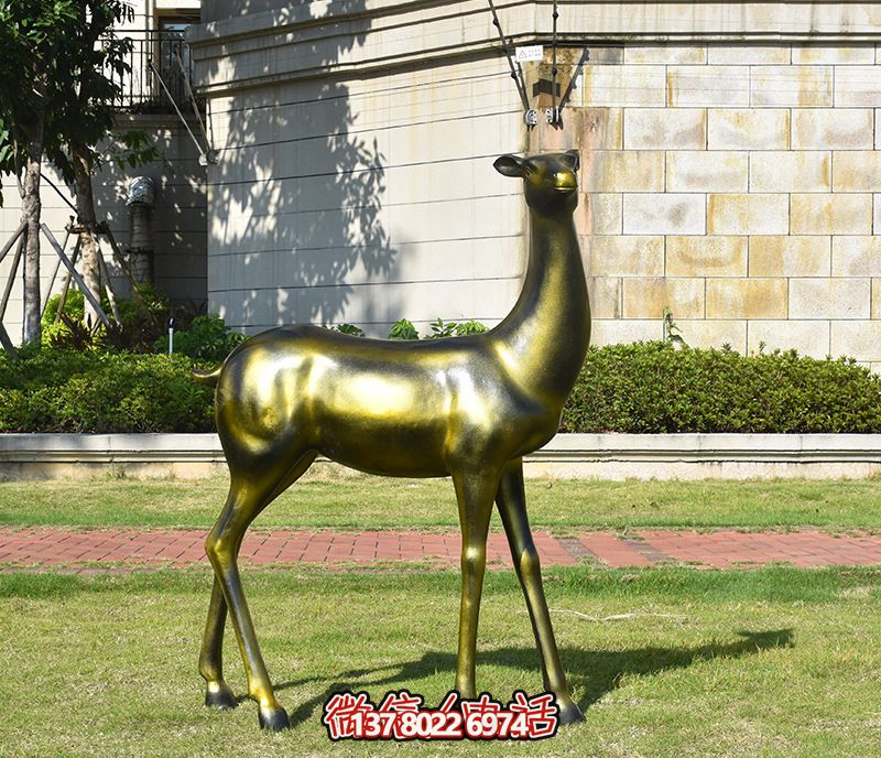 公园别墅不锈钢仿铜鹿雕塑