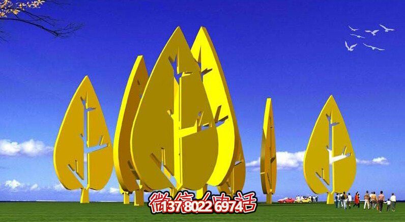 公园抽象不锈钢树叶雕塑 公园抽象不锈钢树叶雕塑