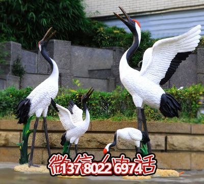景区街道玻璃钢彩绘园林景观装饰品大型摆件仙鹤雕塑 景区街道玻璃钢彩绘园林景观装饰品大型摆件仙鹤雕塑