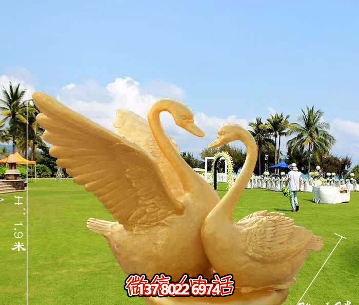 草坪玻璃钢仿真动物镀金切面天鹅雕塑 草坪玻璃钢仿真动物镀金切面天鹅雕塑
