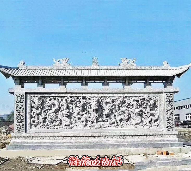 企业门口处摆放大理石九龙壁雕塑 企业门口处摆放大理石九龙壁雕塑