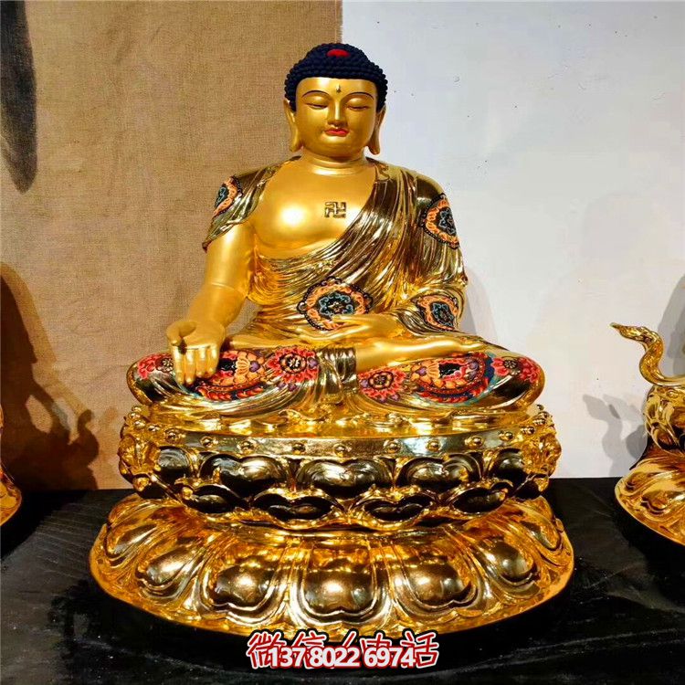 寺庙景区不锈钢喷金烤漆三圣雕塑