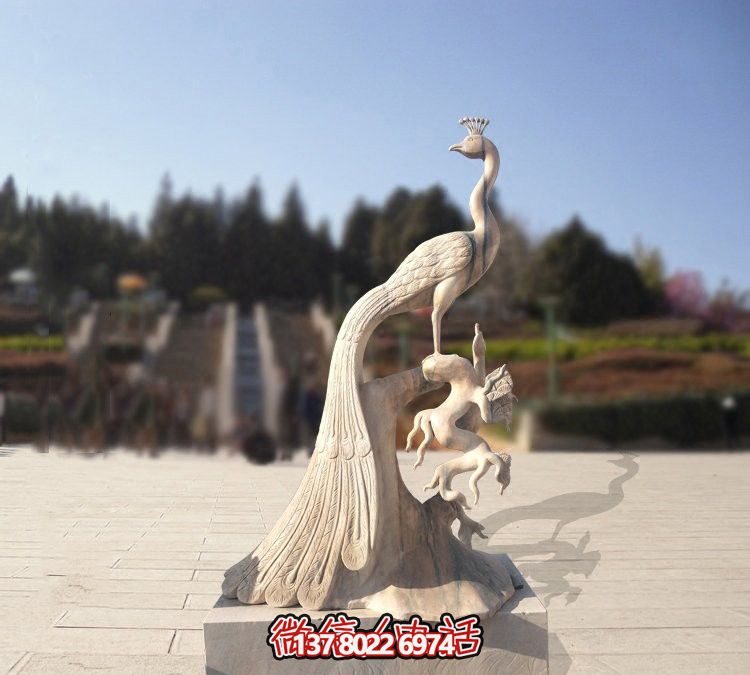 到路边一只回头的汉白玉石雕创意孔雀雕塑 到路边一只回头的汉白玉石雕创意孔雀雕塑