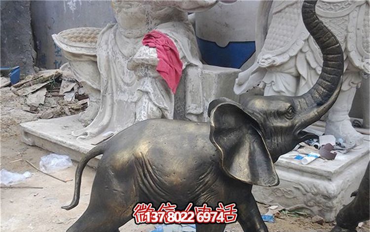 玻璃钢仿铜园林景观装饰品大象雕塑