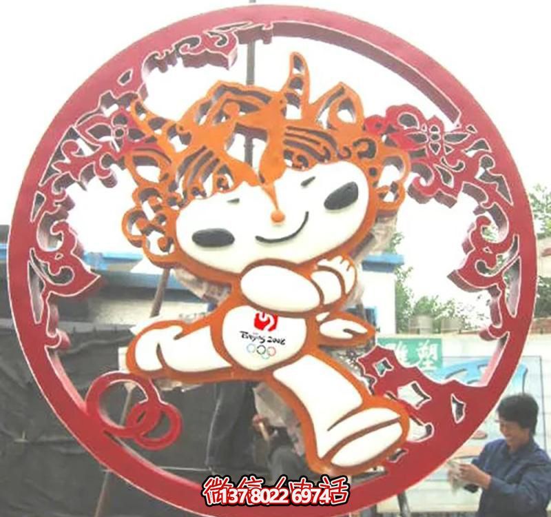 不锈钢广场福娃雕塑 不锈钢广场福娃雕塑