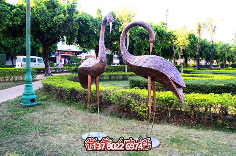 户外公园不锈钢喷漆园林景观装饰品仙鹤雕塑