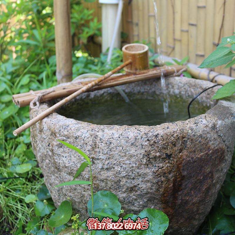 水缸造景摆件流水庭院景观日式石钵户外喷泉石槽鱼缸 水缸造景摆件流水庭院景观日式石钵户外喷泉石槽鱼缸