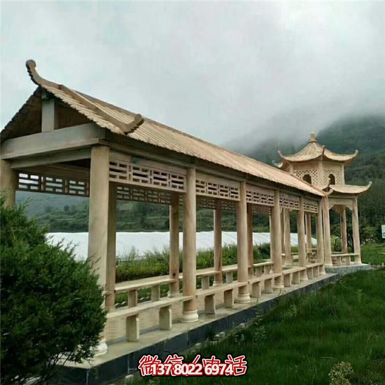 景区公园大型大理石石雕乘凉休息长廊