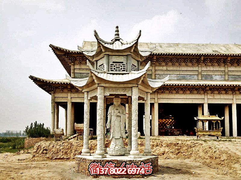 寺庙景区神像摆放古建筑凉亭雕塑